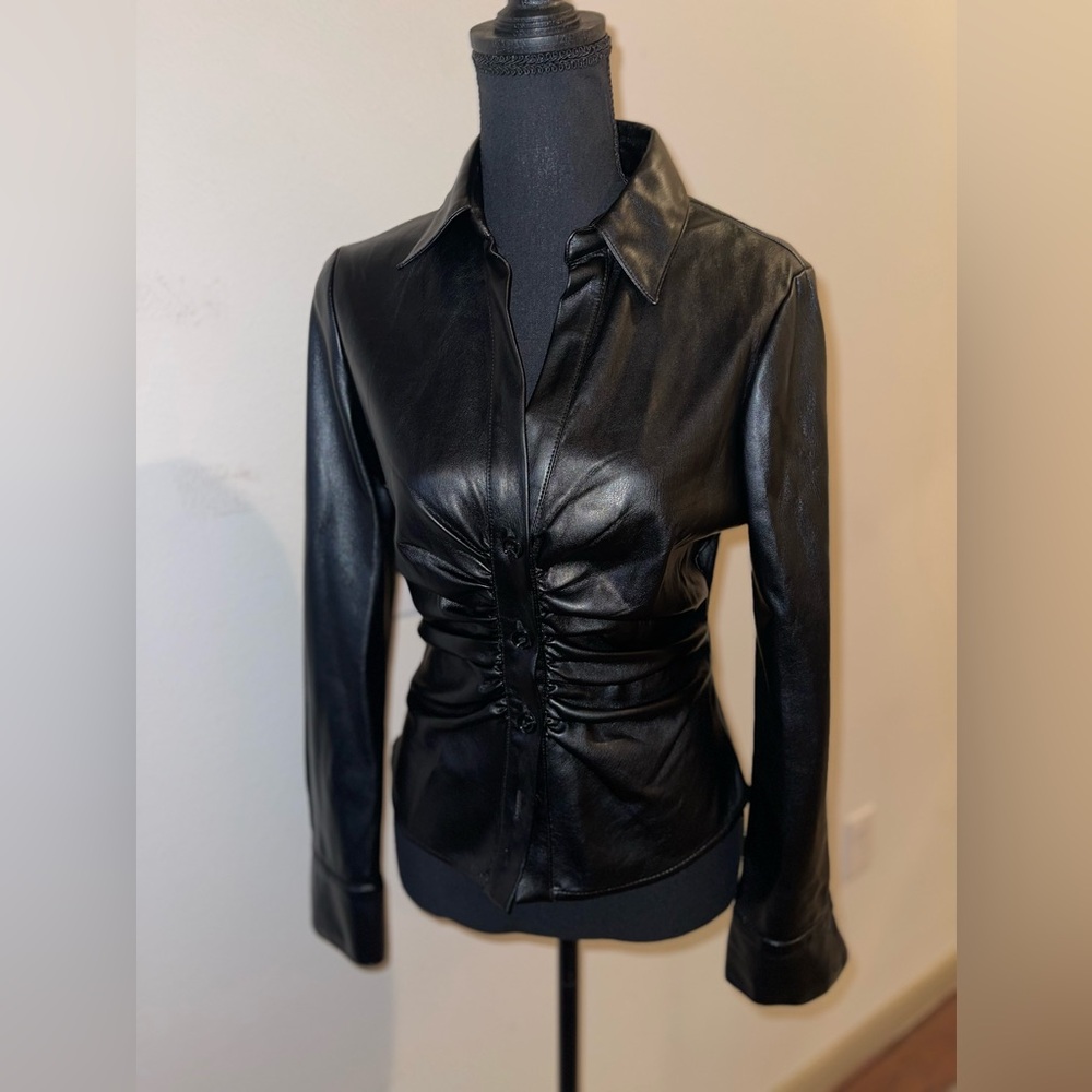 Zara Faux Leather Shirt Sz Small NWOT